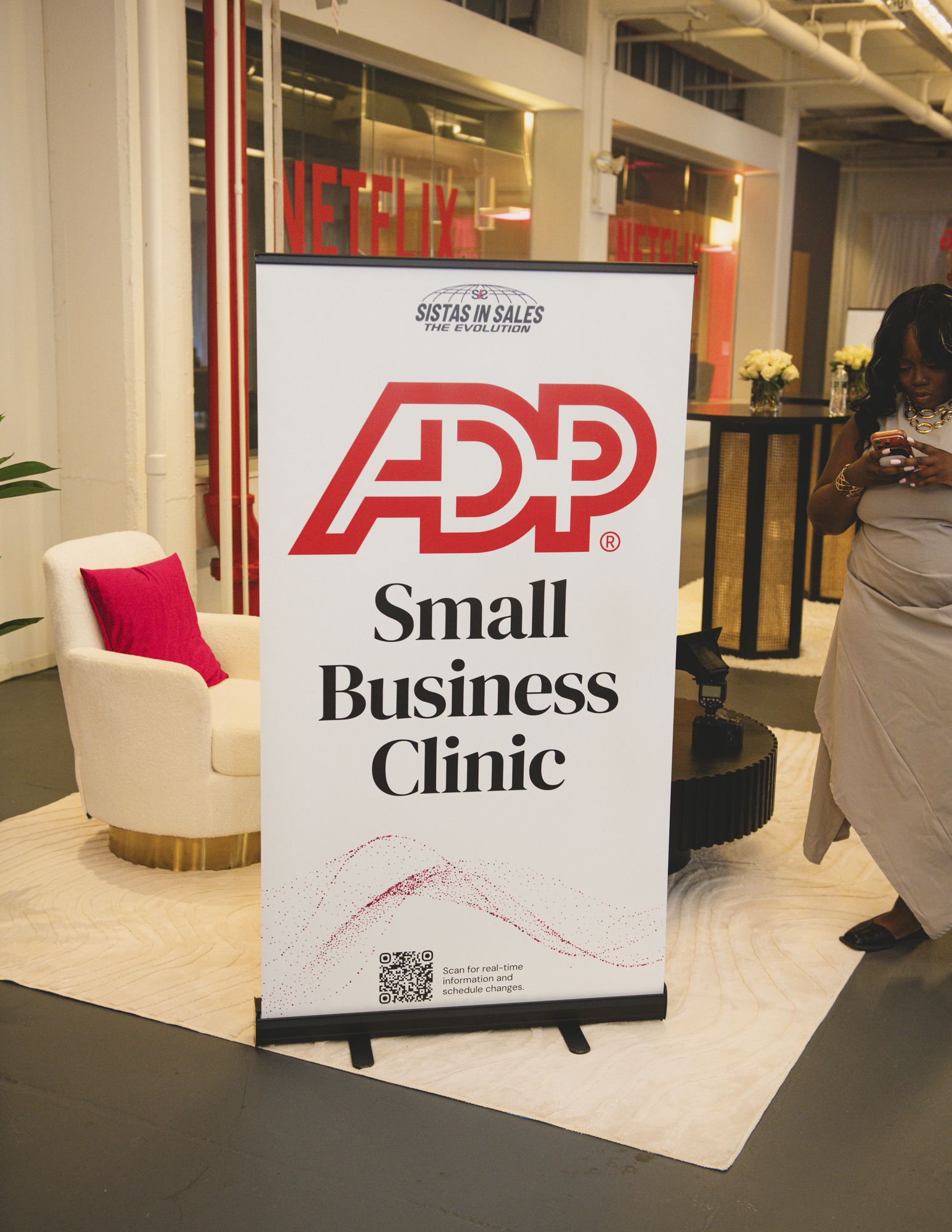 ADP Small Business Clinic sign in the lounge