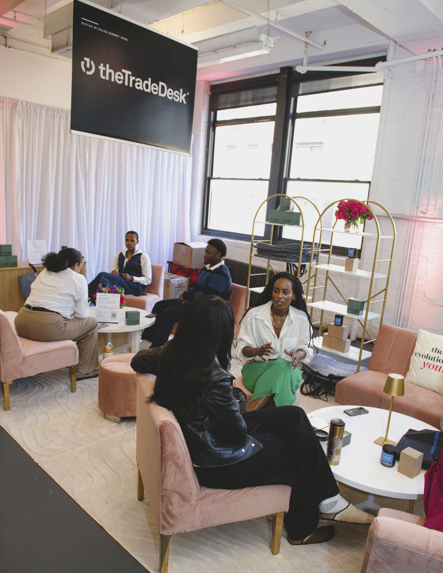 Attendees in The Trade Desk partner lounge