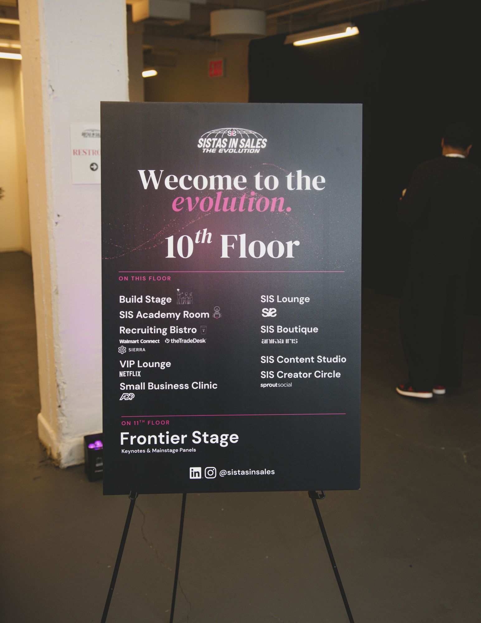 10th floor welcome sign with a wayfinding map of the Summit spaces